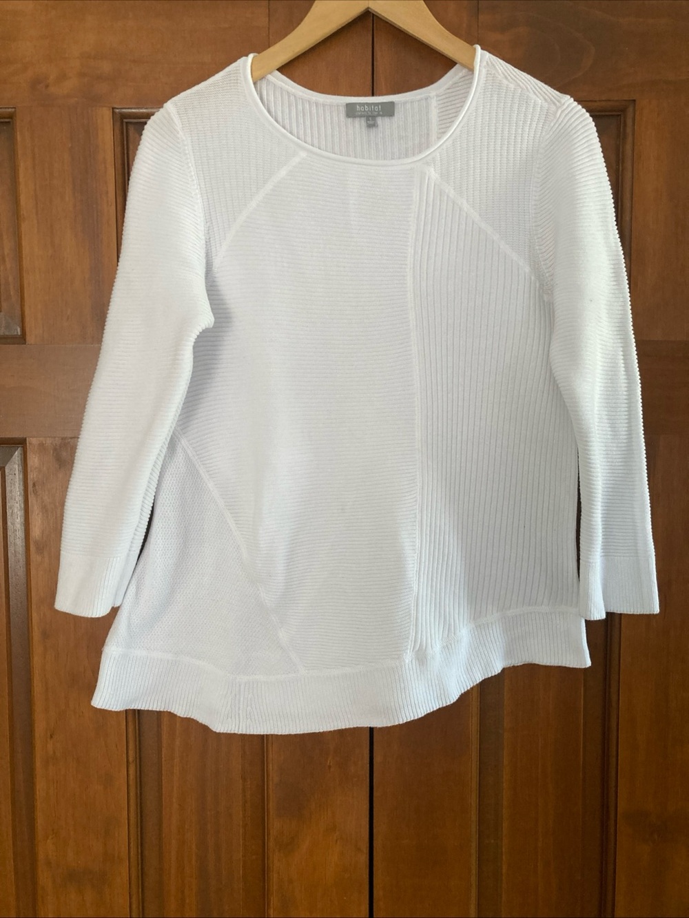 Habitat White Cotton Textured Sweater uneven hem women’s Sz small